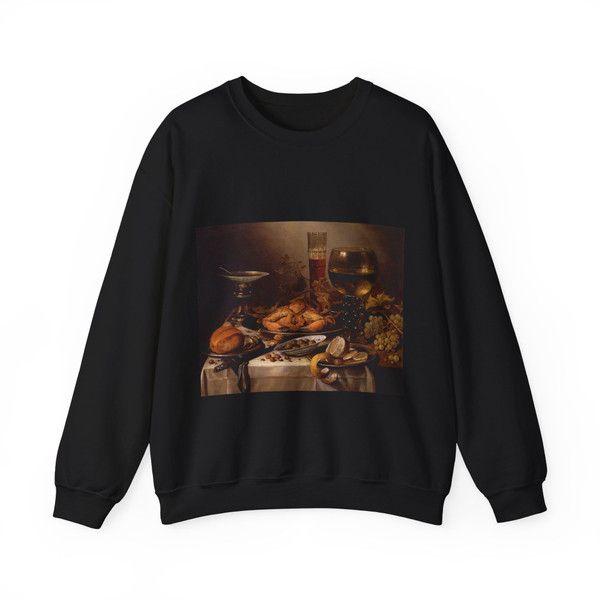 CLAESZ, Pieter - Banquet Still Life with a Crab on a Silver Platter (Artwork) Crewneck Sweatshirt