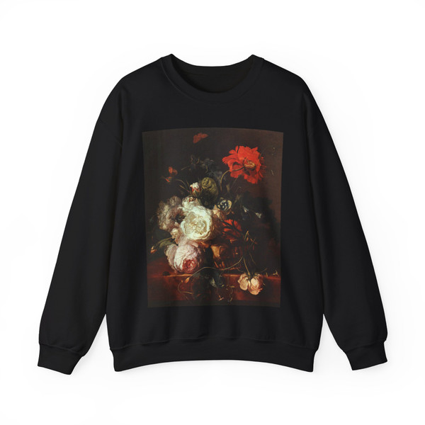 HUYSUM, Jan van - Basket of Flowers (Artwork) Crewneck Sweatshirt
