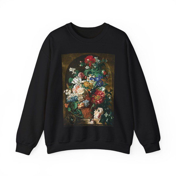 HUYSUM, Jan van - Still-Life of Flowers (Artwork) Crewneck Sweatshirt