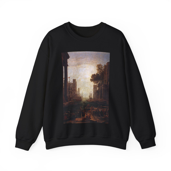 CLAUDE LORRAIN - Embarkation of St Paula Romana at Ostia (Artwork) Crewneck Sweatshirt