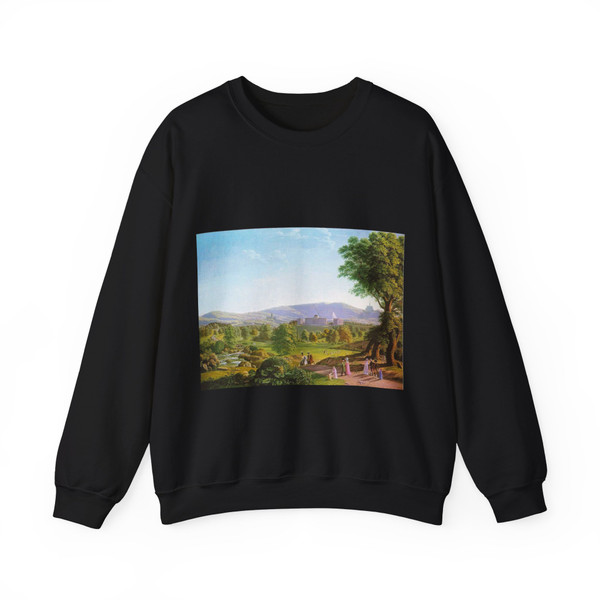 HUMMEL, Johann Erdmann - Schloss Wilhelmshohe with the Habichtswald (Artwork) Crewneck Sweatshirt
