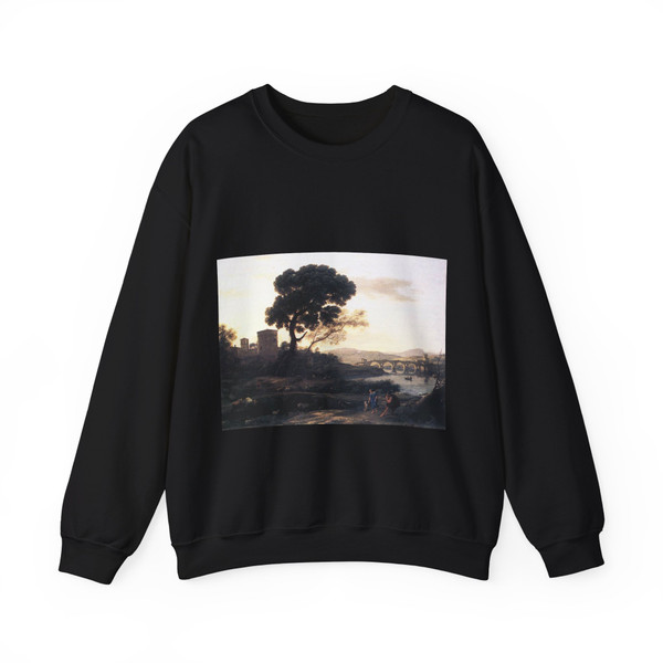CLAUDE LORRAIN - Landscape with Shepherds - The Pont Molle (Artwork) Crewneck Sweatshirt