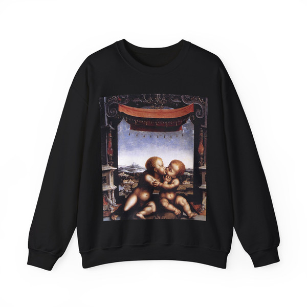 CLEVE, Joos van - The Infants Christ and Saint John the Baptist Embracing (Artwork) Crewneck Sweatshirt