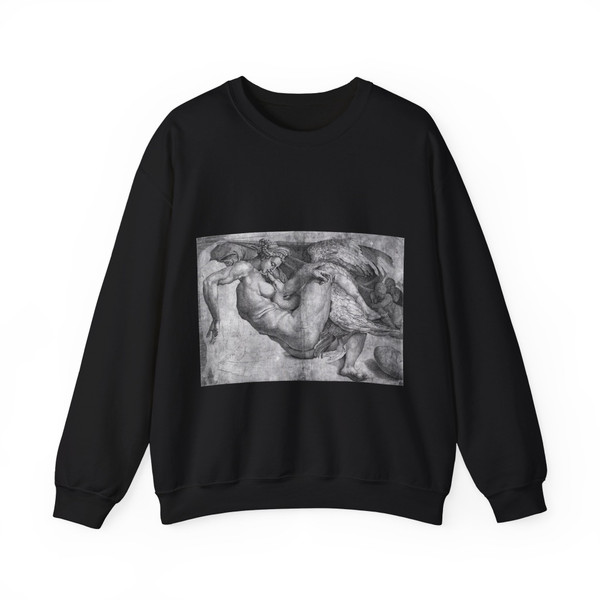MICHELANGELO, Buonarroti -Drawing--Drawing- ledaswan (Artwork) Crewneck Sweatshirt