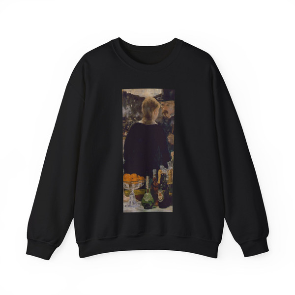 MONET, Claude - A Bar at the FoliesBergeres detail of reflections (Artwork) Crewneck Sweatshirt