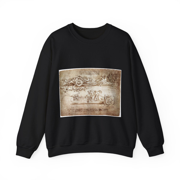LEONARDO da Vinci - Assault chariot with scythes (Artwork) Crewneck Sweatshirt