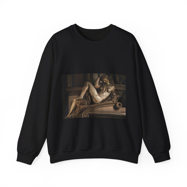 MICHELANGELO, Buonarroti -Medicis- Night (Artwork) Crewneck Sweatshirt