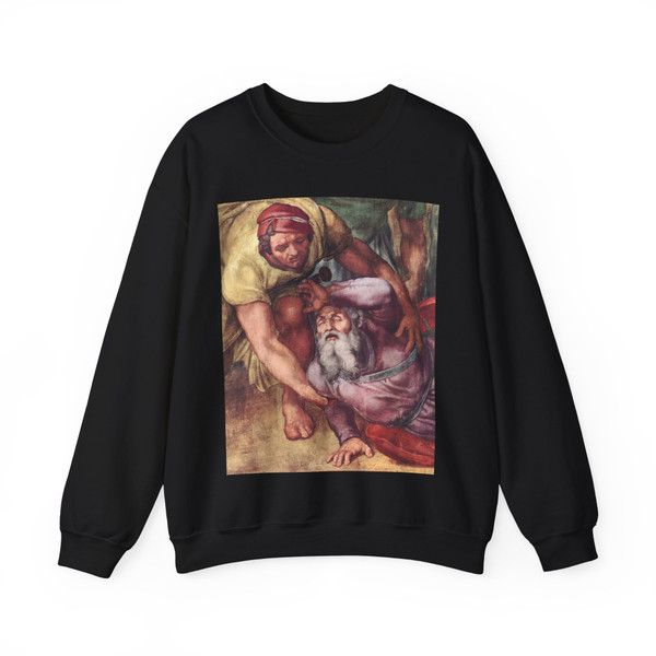 MICHELANGELO, Buonarroti -Paintings- The Conversion of Saul (detail)4 (Artwork) Crewneck Sweatshirt