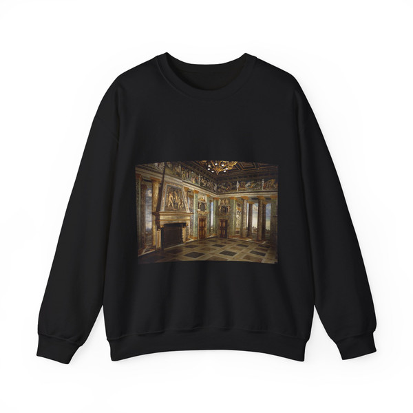 PERUZZI, Baldassare - Perspective view of the Sala delle Prospettive (Artwork) Crewneck Sweatshirt