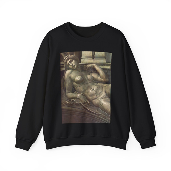 MICHELANGELO, Buonarroti -Medicis- Dawn (detail) (Artwork) Crewneck Sweatshirt