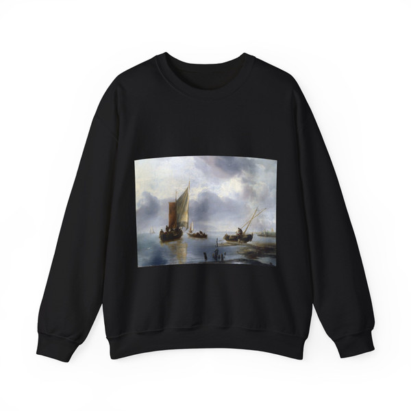 CAPPELLE, Jan van de - A Small Vessel in Light Airs, and Another Ashore (Artwork) Crewneck Sweatshirt