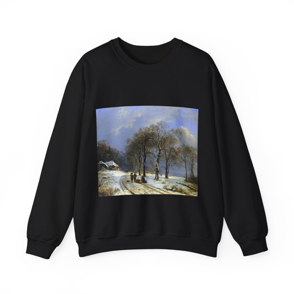 KOEKKOEK, Barend Cornelis - Winter landscape (Artwork) Crewneck Sweatshirt
