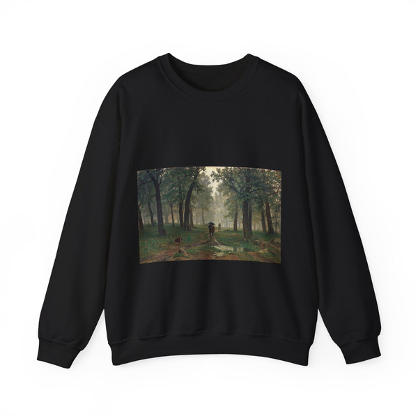 SHISKIN, Ivan Ivanovich - Rain in the oak forest (Artwork) Crewneck Sweatshirt