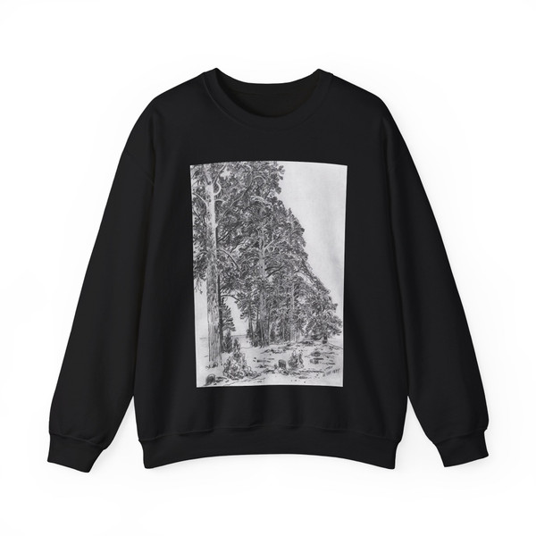SHISKIN, Ivan Ivanovich - Pine trees on the beach 1877 (Artwork) Crewneck Sweatshirt