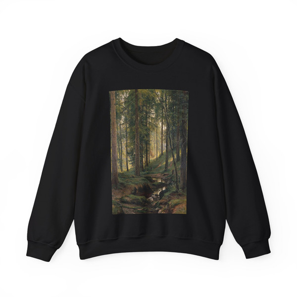 SHISKIN, Ivan Ivanovich - Stream in the Forest (on the hillside) 1880 (Artwork) Crewneck Sweatshirt