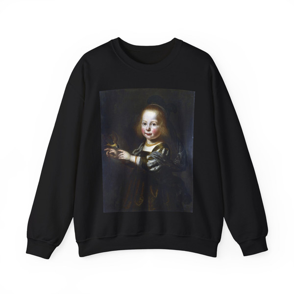SANTVOORT, Dirck Dircksz - Portrait of Geertruyt Spiegel with a Finch (Artwork) Crewneck Sweatshirt