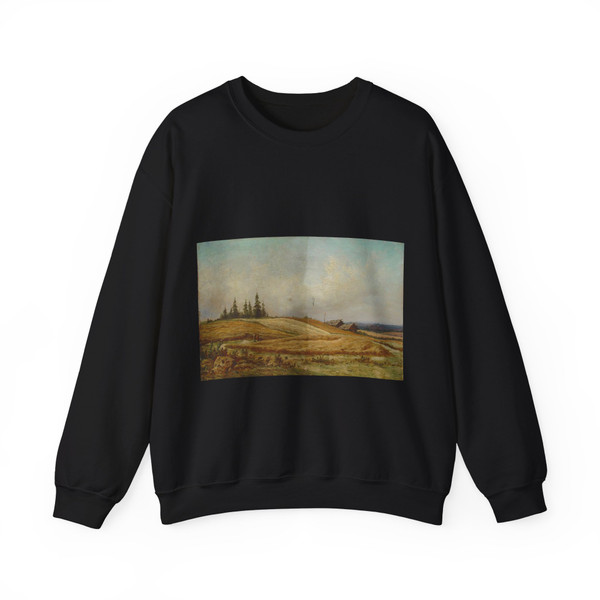 SHISKIN, Ivan Ivanovich - Summer landscape with two houses (Artwork) Crewneck Sweatshirt