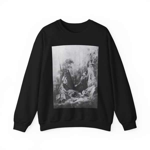 SHISKIN, Ivan Ivanovich - Rock Island Valaam. Kukk 1859 (Artwork) Crewneck Sweatshirt