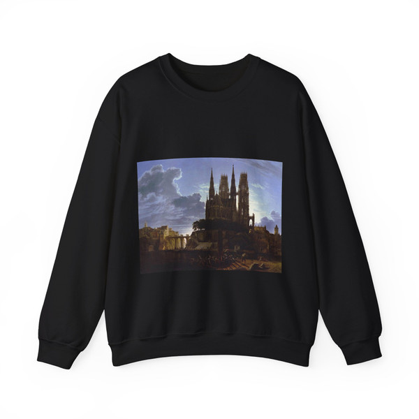 SCHINKEL, Karl Friedrich - Medieval Town by Water (Artwork) Crewneck Sweatshirt