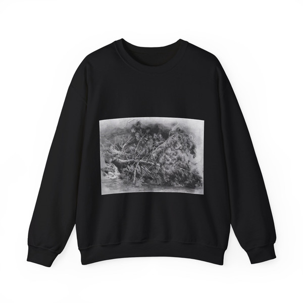 SHISKIN, Ivan Ivanovich - Fallen tree. Siverskaya 1879 (Artwork) Crewneck Sweatshirt