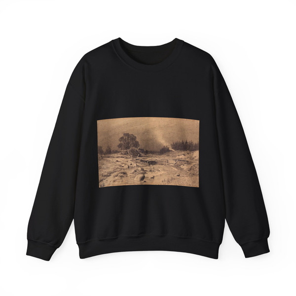 SHISKIN, Ivan Ivanovich - Bridge over the stream. 1870 (Artwork) Crewneck Sweatshirt