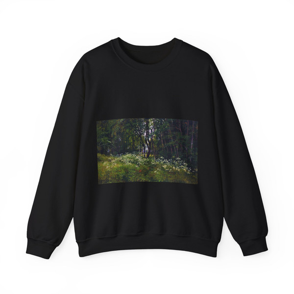 SHISKIN, Ivan Ivanovich - Flowers on the edge of the forest in 1893 (Artwork) Crewneck Sweatshirt