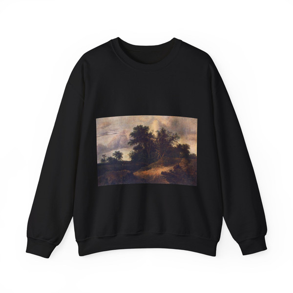 RUISDAEL, Jacob Isaackszon van - Landscape with a House in the Grove (Artwork) Crewneck Sweatshirt
