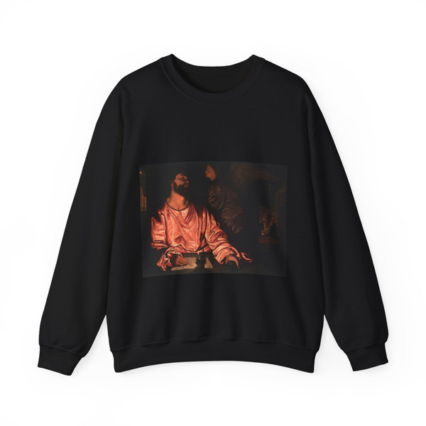 SAVOLDO, Giovanni Girolamo - St Matthew and the Angel (Artwork) Crewneck Sweatshirt
