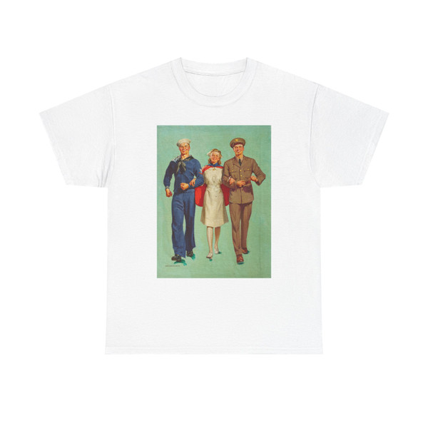 The Nurse's Escorts, full-color lithograph-calendar top illustration, c. 1943 - T-Shirt