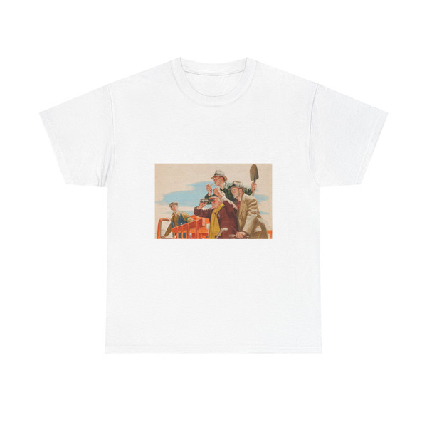 Watching The Ponies Run, magazine story illustration, circa 1940s - T-Shirt