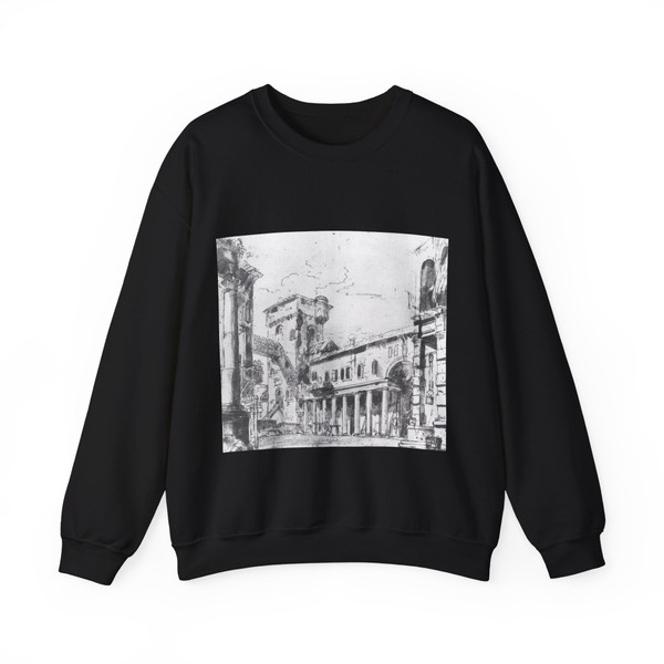RICCI, Marco - A Courtyard of an Imaginary Palace (Artwork) Crewneck Sweatshirt