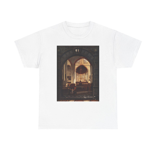 ELSEVIER, Louys Aernoutsz - Interior of the Oude Kerk, Delft, Seen through a Stone Archway (Artwork) T-Shirt