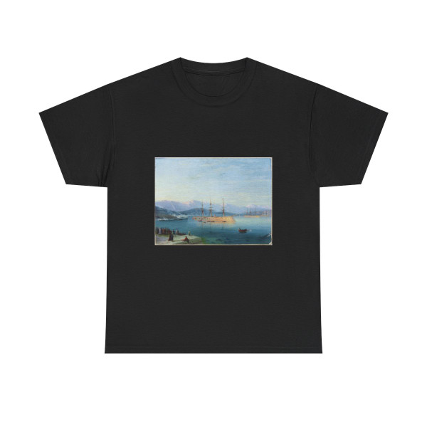 Ivan Konstantinovich Aivazovsky (1817-1900) French Ships Departing the Black Sea - Oil on Canvas 1871 - T-Shirt