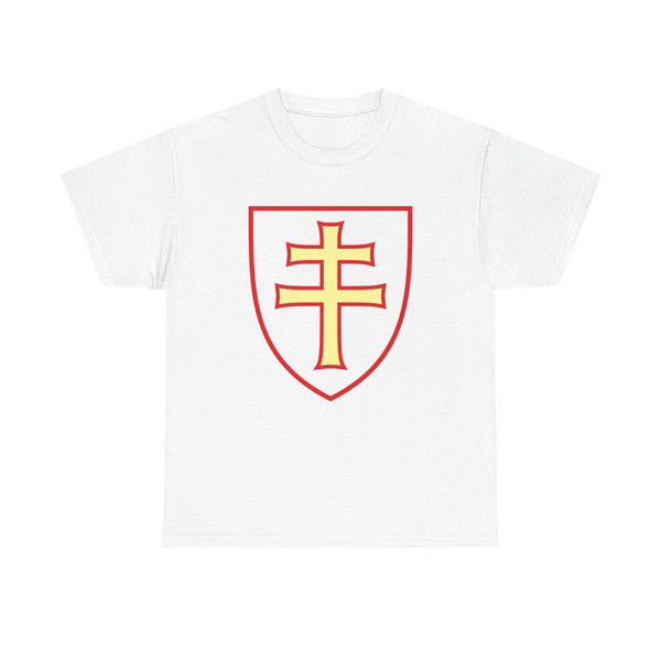 Pahonia-contour red-white shield with red-gold cross (Belarus) (Coat of Arms) T-Shirt