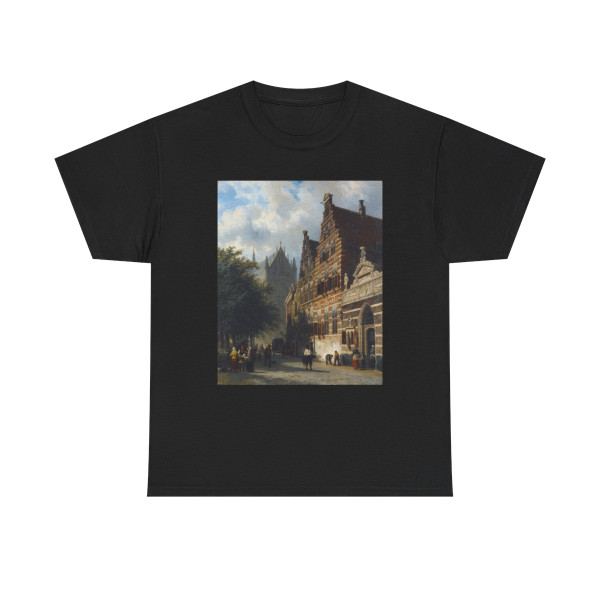 Cornelis Springer (1817-1891) The Kerkgracht in Leiden - Oil on Canvas 1857 - T-Shirt