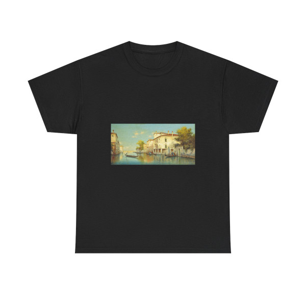 Alphonse Lecoz (20th Century) A gondolier on a Venetian backwater - Oil on Canvas - T-Shirt