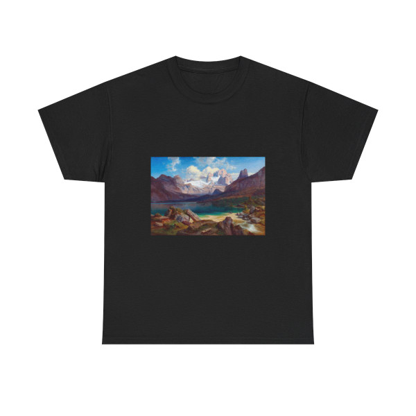 Albert August Zimmermann (1808-1888) Lake Gosau with a view of the Dachstein massif - Oil on Canvas - T-Shirt