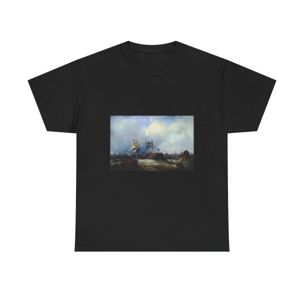 Edwin Hayes (1820-1904) A Paddle Steamer Clearing Her Mooring on the Thames - Oil on Panel 1840 - T-Shirt