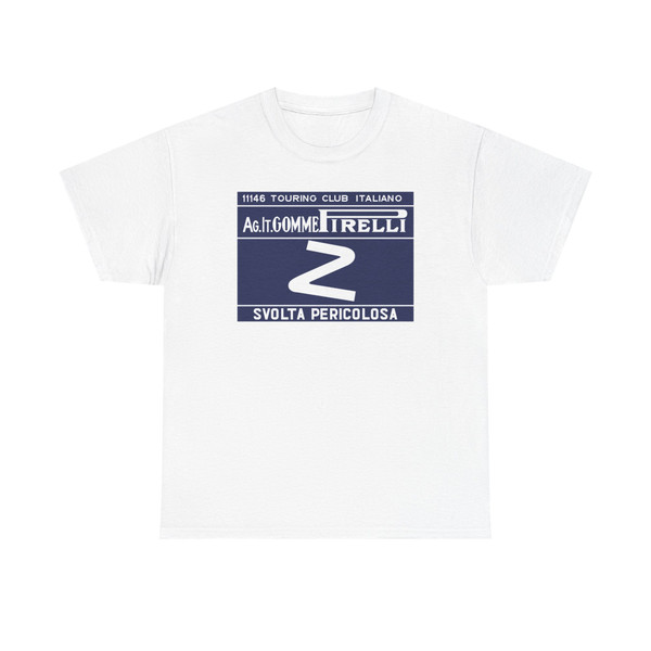 Segnale stradale italiano 1919 - TCI-Pirelli - svolta pericolosa (Italy) (Road Sign) T-Shirt