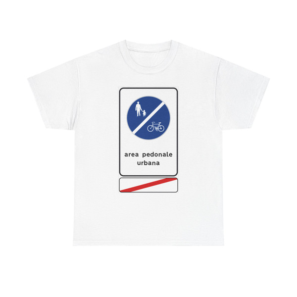 Segnale stradale italiano 1989 - fine area pedonale urbana con accesso consentito ai velocipedi (Italy) (Road Sign) T-Shirt