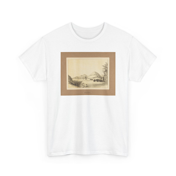 George Catlin, born Wilkes-Barre, PA - Hunters Stalking Buffalo-no. 11 - unknown - T-Shirt