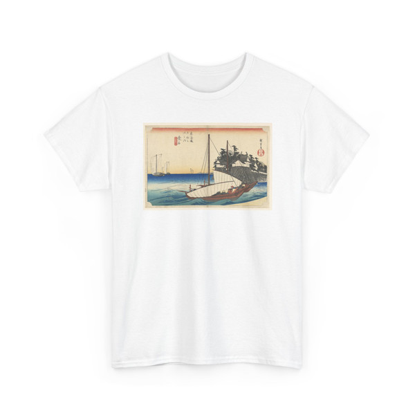 Ando Hiroshige, Japanese, 1797–1858 - Kuwana, Mouth of the Kiso River, in The Fifty-Three Stations of the Tokaido - ca. 1834 v2 - T-Shirt