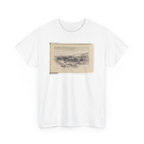 William Trost Richards, American, - Beach with Rocks, Trees, and Distant Boats - 1870–85 - T-Shirt