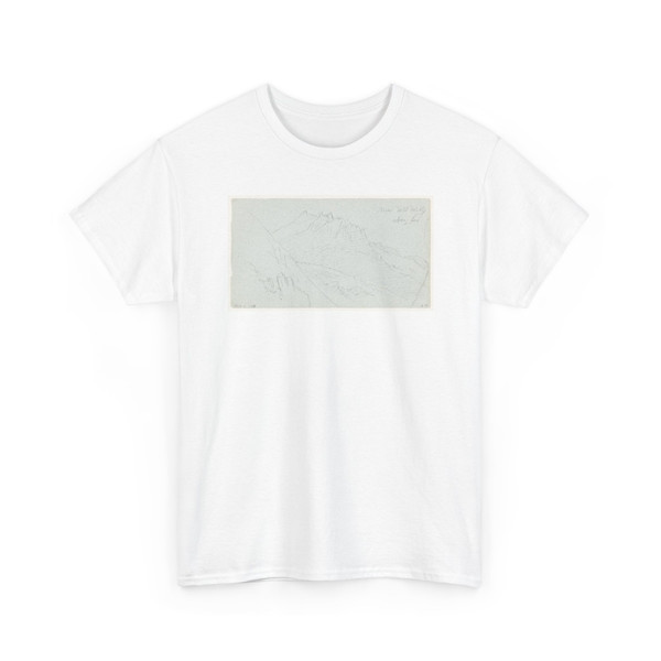 Frederic Edwin Church, American, - Architecture Sketches and Woman Carrying Basket, Switzerland - August 1868 v2 - T-Shirt