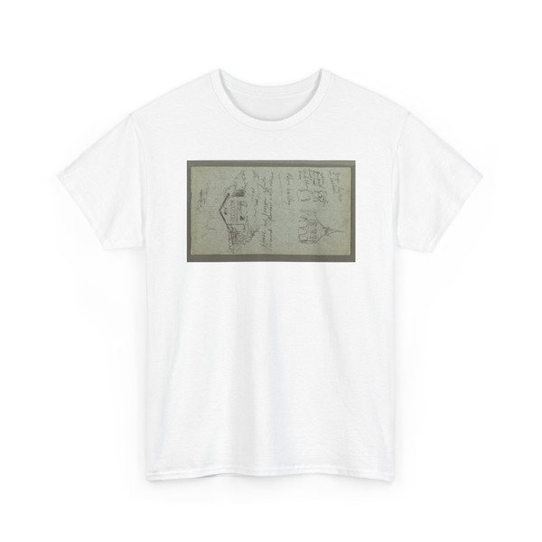 Frederic Edwin Church, American, - Architecture Sketches and Woman Carrying Basket, Switzerland - August 1868 v3 - T-Shirt