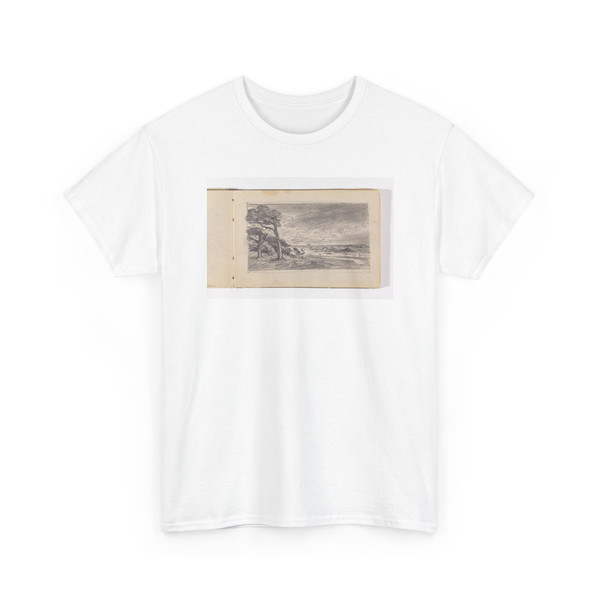 William Trost Richards, American, - Shoreline with Trees in Wind and Distant Boats - 1885–1902 - T-Shirt