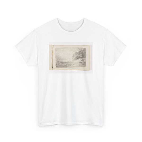 William Trost Richards, American, - Quick Study of Waves on Rocks and Tall Dark Cliffs - 1885–1902 - T-Shirt