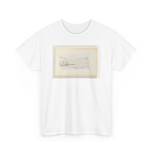 William Trost Richards, American, - Quick Study of Ocean and Cliffs with Moon - 1890–1900 - T-Shirt