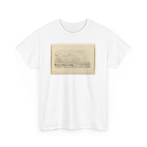 William Trost Richards, American, - Light Sketch of Choppy Sea with Rocks and Cliffs at Left - 1885–90 - T-Shirt