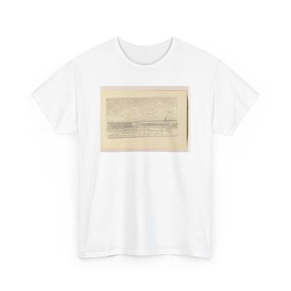 William Trost Richards, American, - Calm Sea with Sailboat - 1885–90 - T-Shirt